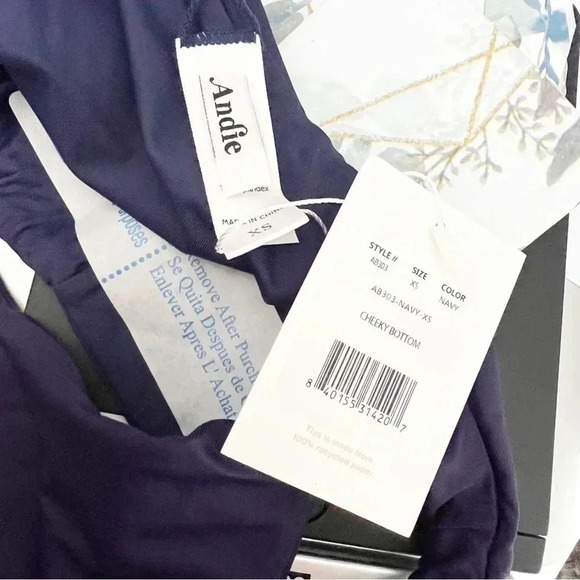 NWT Andie Navy Cheeky Bottoms Swim, Size Extra Small - Picture 8 of 8